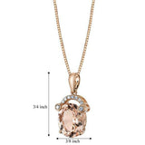 1Ct Oval Cut Peach Morganite Diamond Style Pendant 18K Rose Gold Finish NO CHAIN