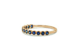 1.2ct Round Cut Blue Sapphire Half Eternity Wedding Band 14k Yellow Gold Finish