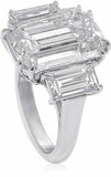 4.5Ct Emerald Cut Diamond Gatsby Trilogy Engagement Ring 18K White Gold Finish