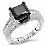 2.6Ct Princess Cut Black Diamond Stylish Solitaire Ring 14K White Gold Finish