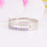 1.2ct Round Purple Amethyst Heart Split Band Engagement Ring 14k White Gold Over