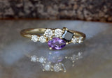 1.5ct Pear Cut Purple Amethyst Solitaire Engagement Ring 14k Yellow Gold Finish