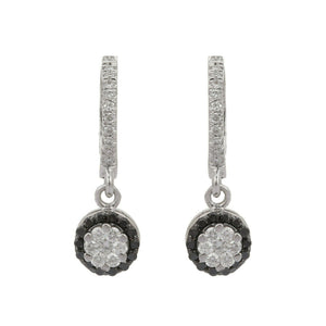 2.3ct Round Cut VVS1D Diamond Halo Dangle Earrings Women 14k White Gold Finish