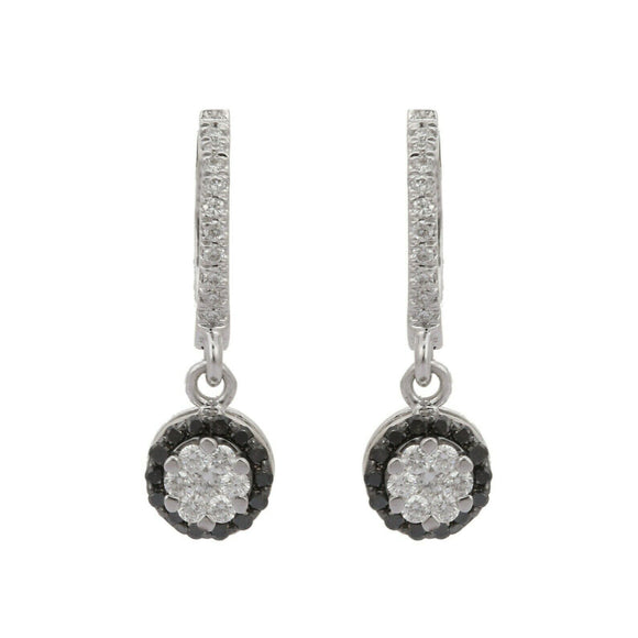 2.3ct Round Cut VVS1D Diamond Halo Dangle Earrings Women 14k White Gold Finish