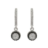 2.3ct Round Cut VVS1D Diamond Halo Dangle Earrings Women 14k White Gold Finish