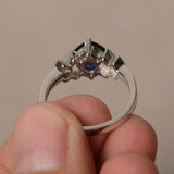 2ct Cushion Cut Blue Sapphire Proposal Engagement Ring 18k White Gold Finish