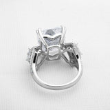 4ct Radiant Cut Diamond Cocktail Solitaire with Accent Ring 14k WhiteGold Finish