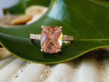 2.5ct Engagement Ring Cushion Cut Morganite Diamond Accent 14k Rose Gold Finish