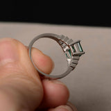 2ct Emerald Cut Green Emerald Promise Wedding Engagement Ring 14k WhiteGold Over