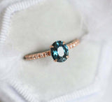 1.3ct Oval London Blue Topaz Engagement Ring 14k Rose Gold Finish Diamond Accent