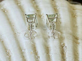 1ct Stud Earrings Emerald Cut Diamond Solitaire Women 14k White Gold Finish