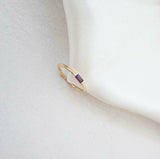 0.2ct Engagement Ring Baguette Cut Purple Amethyst Solitaire 14k YellowGold Over