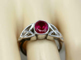 2ct Oval Cut Pink Ruby Engagement Ring Celtic Trinity Knot 14k White Gold Finish