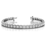 15Ct Round Cut Diamond Square Milgrain Links Tennis Bracelet 14K White Gold Over