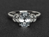 3ct Engagement Ring Oval Cut Diamond Leaf Accent Solitaire 14k White Gold Finish