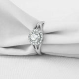 2.3ct Round Diamond Engagement Ring Halo Split Band Solitaire 14k WhiteGold Over