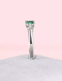 2ct Green Emerald Cut Engagement Ring Solitaire with Accents 14k White Gold Over