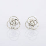 0.7ct Stud Earrings Round Cut Diamond Intertwined Circles 14k White Gold Finish