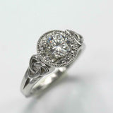 2.3ct Round Cut Diamond Engagement Ring Halo Celtic Trinity 14k WhiteGold Finish