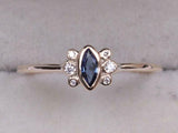 1ct Engagement Ring Marquise London Blue Topaz Minimalist 14k Yellow Gold Finish