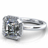 3.45ct Asscher Cut Diamond Accented Halo Engagement Ring 14k Yellow Gold Finish