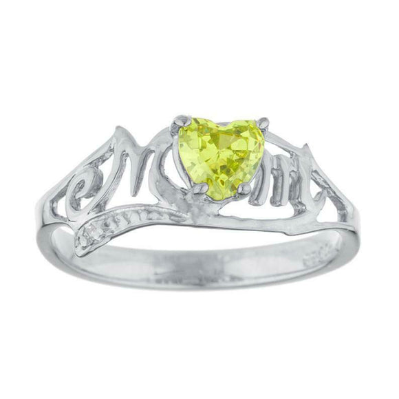 1ct Engagement Ring Heart Cut Green Peridot Mom Mothers Day 14k White Gold Over