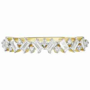 1ct Baguette Cut Diamond Wedding Ring Band Half Eternity 14k Yellow Gold Finish