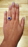 2.2ct Engagement Ring Heart Cut Purple Amethyst Diamond Halo 14k White Gold Over