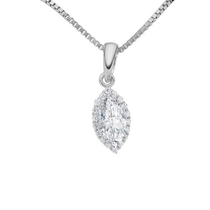 1.2ct Marquise Cut VVS1D Diamond Pendant Halo 14k White Gold Finish NO CHAIN