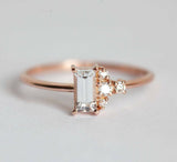 1ct Baguette Cut VVS1D Diamond Engagement Ring Minimalist 14k Rose Gold Finish