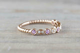 1ct Round Purple Amethyst Wedding Band 14k Rose Gold Over Braided Petite Dainty