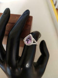 2ct Engagement Ring Pear Cut Purple Amethyst Split Shank Halo 14k WhiteGold Over