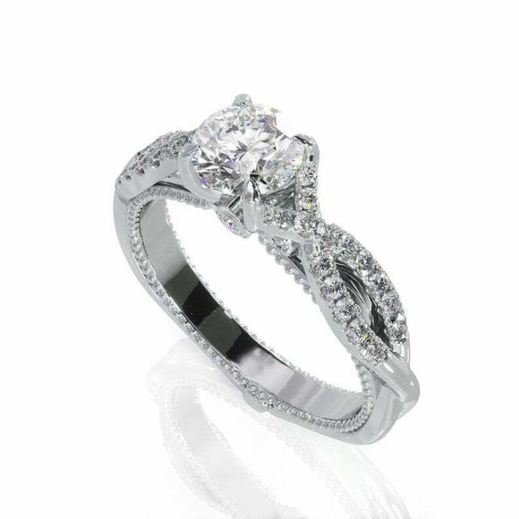 2ct Round Cut Diamond Engagement Ring Infinity Twisted Accent 14k WhiteGold Over