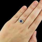 3Ct Round Cut Blue Sapphire Vintage Antique Engagement Ring 14K White Gold Over