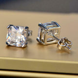 2ct Stud Earrings Cushion Cut Diamond Solitaire Women 14k White Gold Finish