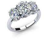 2.5ct Oval Cut Diamond Engagement Ring 14k White Gold Finish Trilogy Solitaire