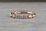 1.2ct Round Cut Diamond Wedding Band Thin Minimalist Petite 14k Rose Gold Finish