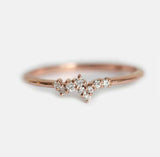 0.9ct Round Cut Diamond Engagement Ring 14k Rose Gold Finish Cluster Minimalist