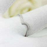 0.7ct Round Cut Diamond Wedding Band Curved Half Eternity 14k White Gold Finish