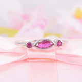 1.2ct Marquise Pink Ruby Engagement Ring Trilogy Solitaire 14k White Gold Finish