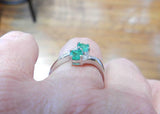 2ct Engagement Ring Round Cut Green Emerald Two Stone Bypass 14k White Gold Over