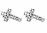 1.2ct Round Cut VVS1D Diamond Cross Design Stud Earrings 14k White Gold Finish