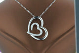 1ct Round Cut Diamond Double Heart Love Pendant 14k White Gold Finish NO CHAIN