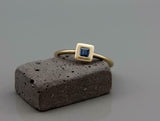 0.2ct Princess Cut Blue Sapphire Engagement Ring Solitaire 14k YellowGold Finish