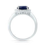 2.3ct Round Cut Blue Sapphire Engagement Ring Halo Solitaire 14k White Gold Over