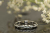 3Ct Round Cut Black White Diamond Half Eternity Wedding Band 14K White Gold Over