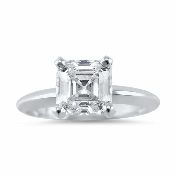 1ct Asscher Cut Diamond Solitaire Wedding Engagement Ring 14k White Gold Finish