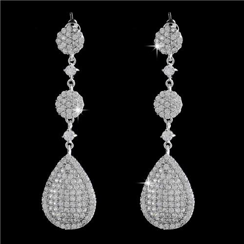 4Ct Round Cut VVS1/D Diamond Elegant Tear Drop Earrings 18K White Gold Finish