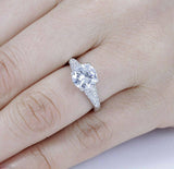 4Ct Round Diamond Cluster Accent Solitaire Engagement Ring 14K White Gold Finish