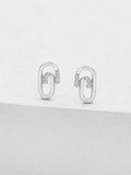 0.4ct Stud Earrings Round Cut Diamond Paper Clip Design 14k White Gold Finish